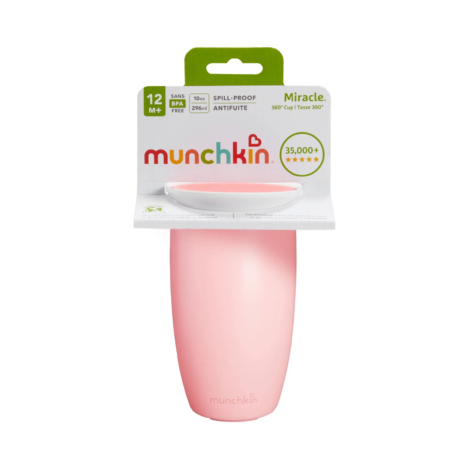 Munchkin Miracle 360 Sippy Cup│10oz/296ml│Pink - £RRP £6.99