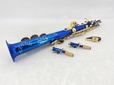 Soprano Saxophone Bb Straight Blue Lacquer Brass Students Kit for School Band