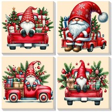 Lot of 4 Christmas Paint By Numbers Adult Kids with Frame, Gnome Truck...