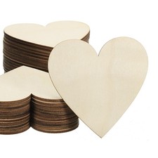 80mm Wooden Hearts, 100 Pack Unfinished Wood Hearts Blank Wooden Cutouts