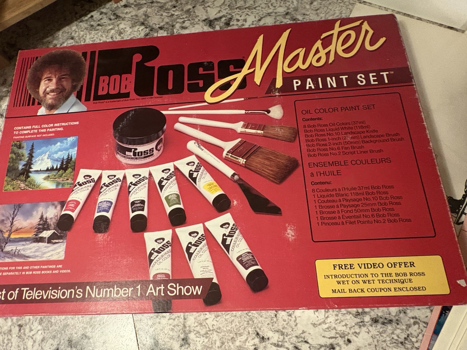 Bob Ross Master Oil Paint Set R6510 Brushes RARE 1990 Oil Colors Landscape Fan