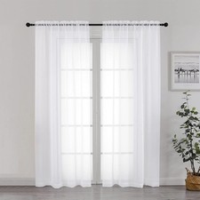 Sheer Curtains 72 Inch Length 2 Panels, Light 42"W x 72"L Pack of 2 White