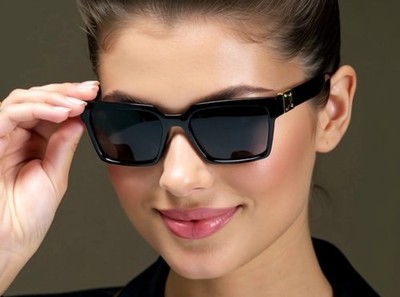 Women Sunglasses Rectangular Dark Black Tinted Lenses Sophisticated Fancy Shadez