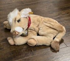 Steiff Soft Plush Lying Baby Cow Calf VINTAGE! Germany 1980's Bell And Ear Tag