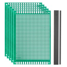 5Pcs 10x7cm PCB Board Kit 2.54mm Spacing 1.5mm Thick W 40-Pin Headers, Green
