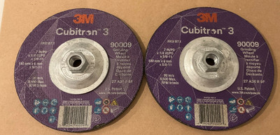 (2 PACK) 3M Cubitron 3 90009 Depressed Center Grinding Wheel 7''x1/4''x5/8-11, 36+