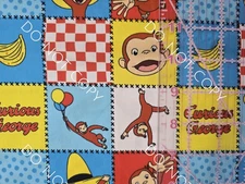 Custom Cotton Woven Fabric TV Show Curious George Square by the 1/4 Yard 9x56 V2