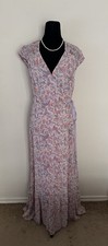 Reformation Haven Floral Wrap Maxi Dress Carole Print Purple Pink Size L 
