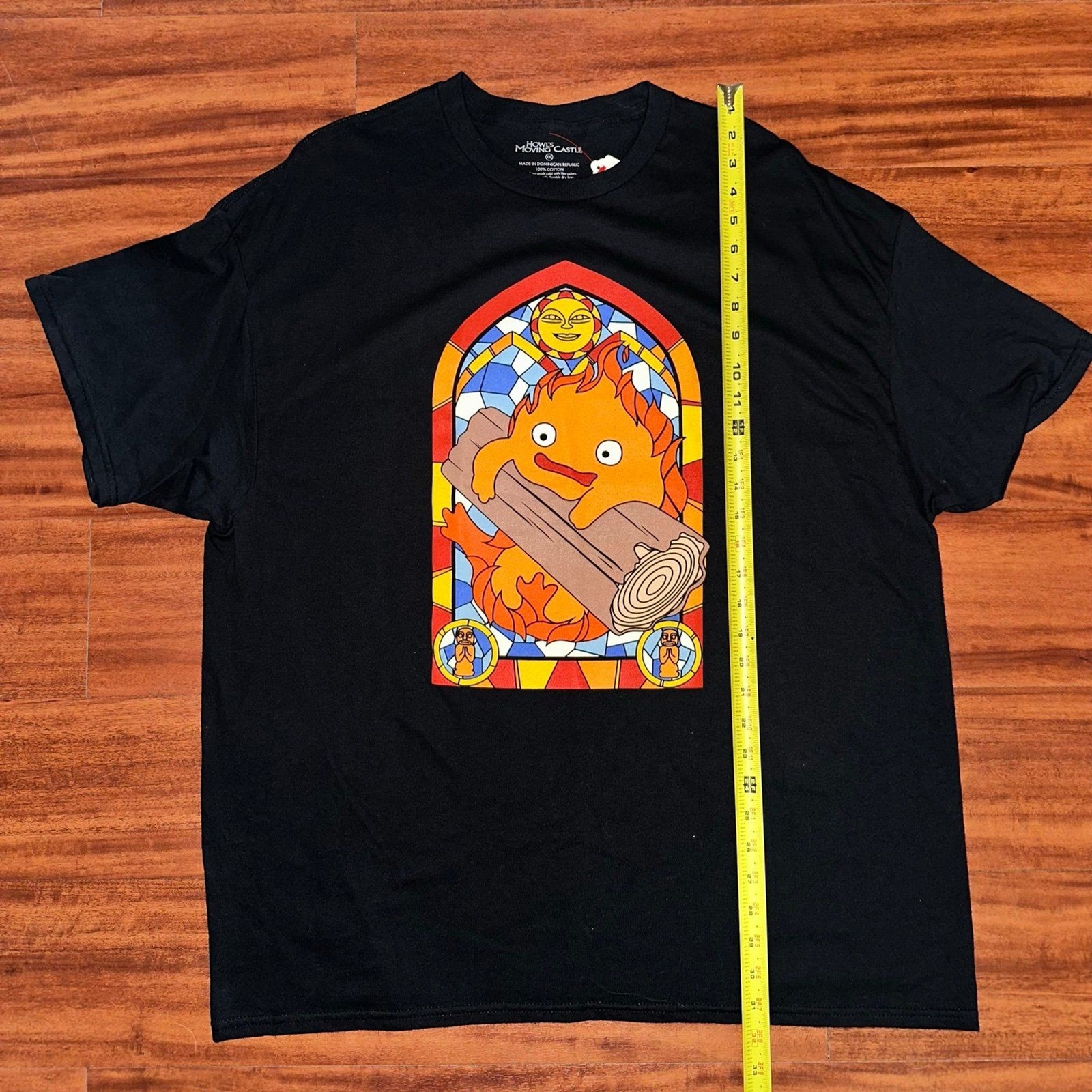 Size 2XL Studio Ghibli Howl's Moving Castle Calcifer Stained Glass T-Shirt