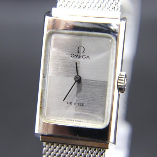 Omega Deville Watch Silver Ladies Manual 20mm Rectangle Vintage Swiss Made - Picture 2 of 16
