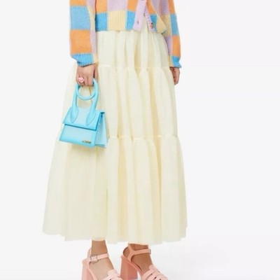 ME + EM Tulle Volume Soft Lemon Maxi Skirt Size US 10/UK 14