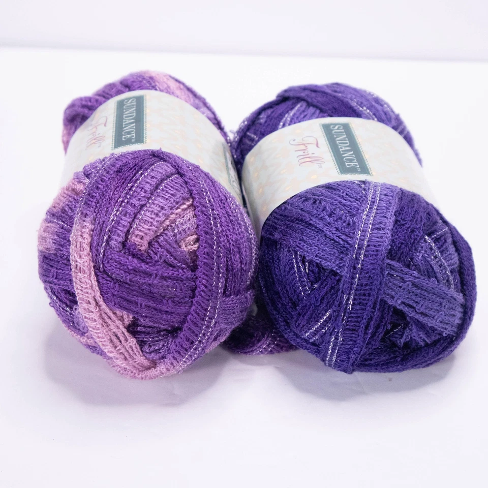 Пряжа Sundance Frill лот из 2 фиолетовых розовых акриловых полиэстеров для вязания крючком отделки рукоделия - Изображение 4 из 4