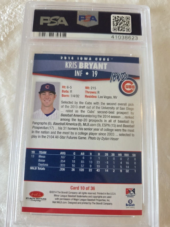 Kris Bryant 2014 Iowa CUBS RC autograph PSA - Image 2 of 2