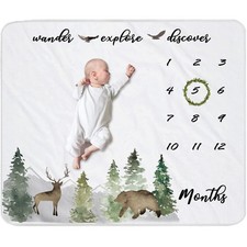 Baby Monthly Milestone Blanket for Boys  Girls  Soft Months Picture Blanket...