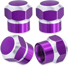 4PCS Car Tire Valve Stem Caps, Corrosion Resistant Leak-Proof, 4 pcs Purple