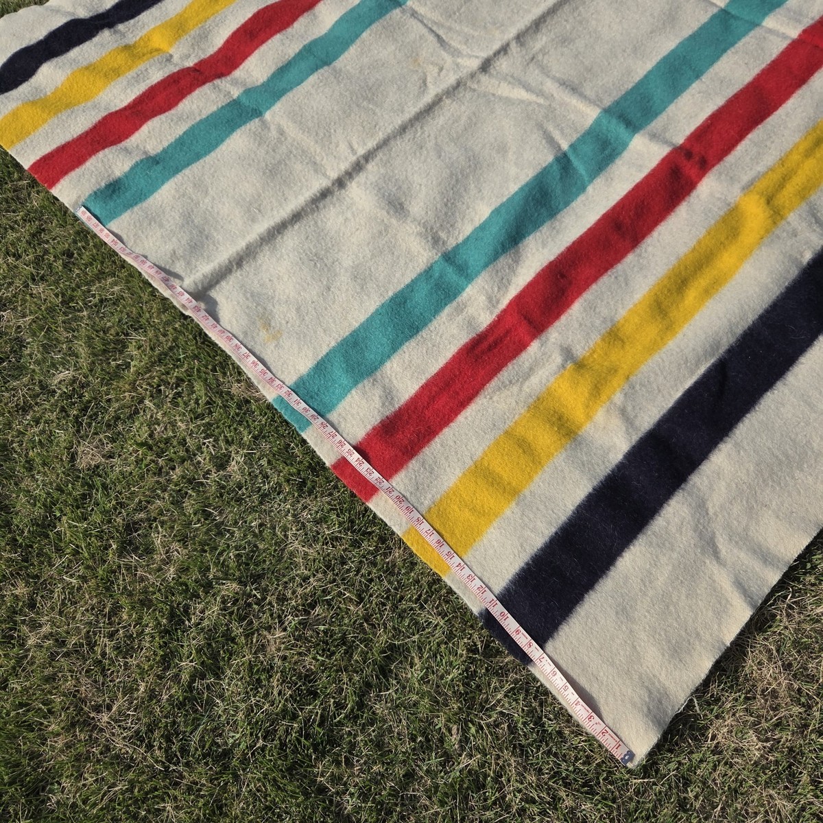 Vintage 4 Point HUDSON BAY Wool Blanket 90 X 72 Striped England Vintage 4 Point HUDSON BAY Wool Blanket 90 X 72 Striped England