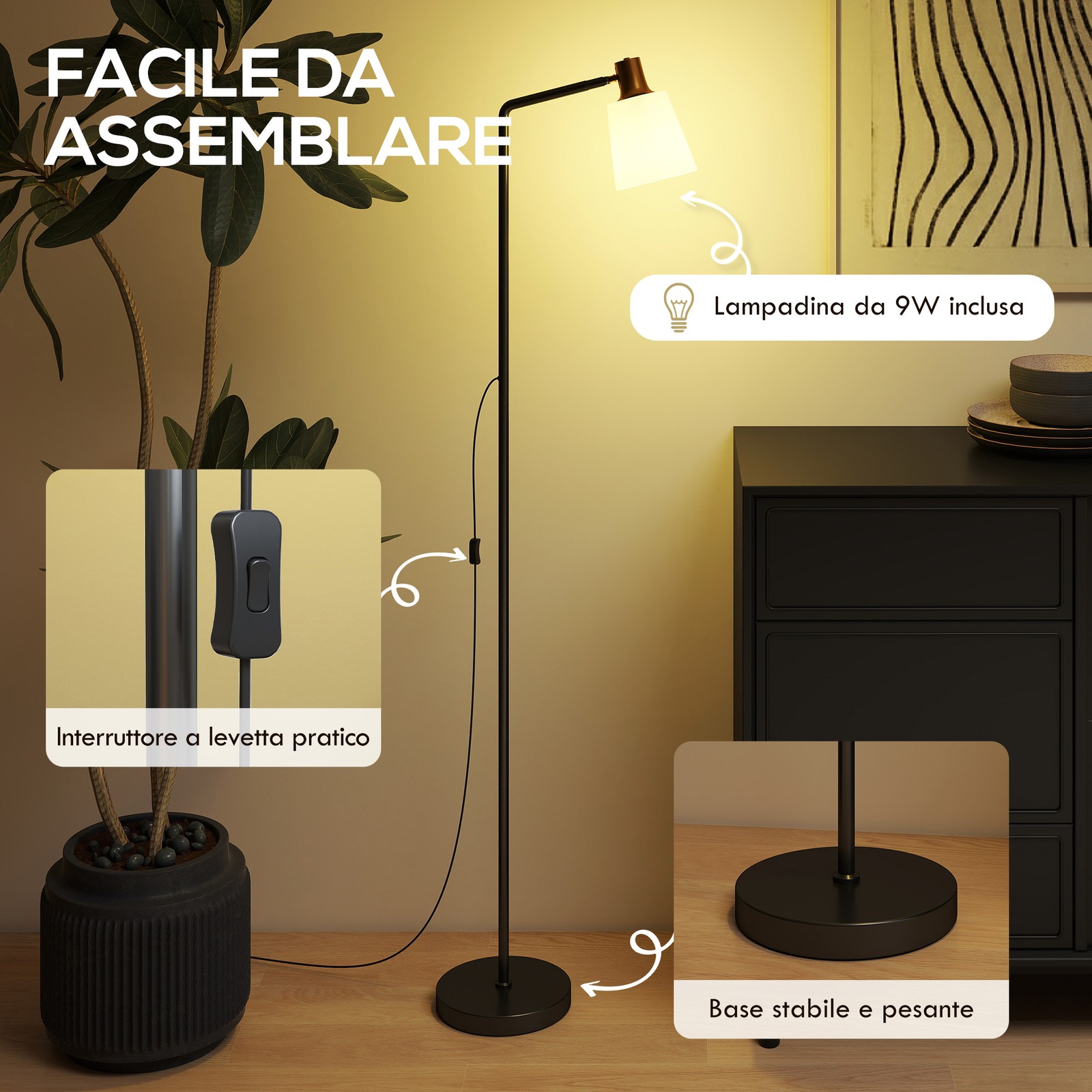 Lampada da Terra LED con Testa Girevole e Regolazione Colore foto 6