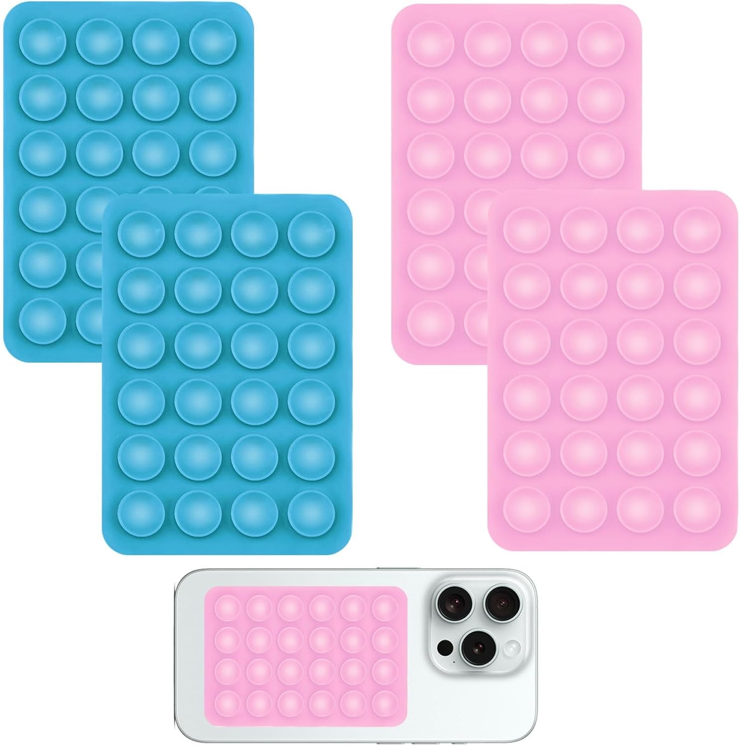 Silicone Suction Phone Holder, 4 Pcs Anti-Slip Sticky Grip for Shower Mirror, T