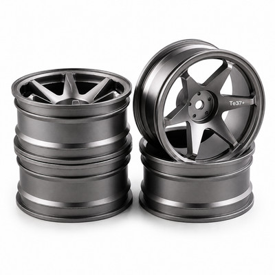 RCW 1/10 Metal DRIFT Wheels TE37 RIMS 6mm Offset LIGHTWEIGHT -GUN-