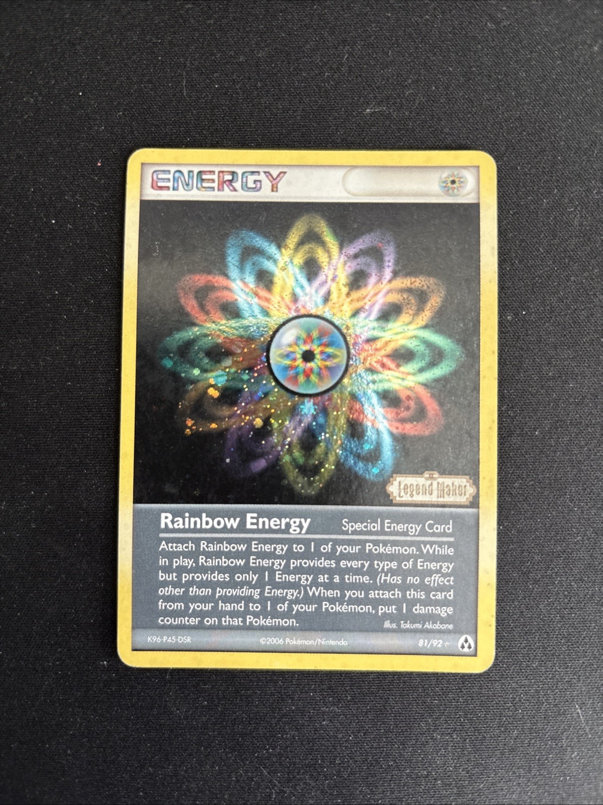Rainbow Energy 81/92 EX Legend Maker Reverse Holo Pokemon TCG Swirl