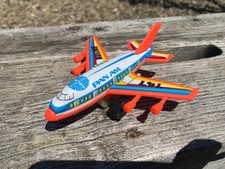 Vintage Pan Am - Tin Plate Friction Toy Plane - B-747 Jumbo - Japan 1960s