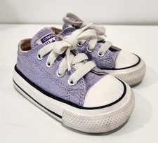 Converse Girls Purple Sparkle Sneakers Chuck Taylor Low Top Size 4 Toddler