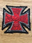 HOG BIKER 100% FINE CUSTOM EMBROIDERED MALTESE 13-SKULLS IRON CROSS PATCH  (X-6)