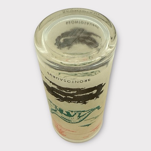 Set of 4 MCM Sinclair Oil BRONTOSAURUS Frosted Drinking GLASSES 6.5 Inches Tall - Picture 7 of 7