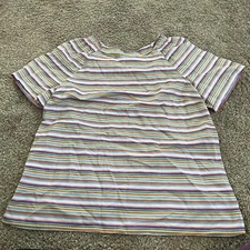 Talbots Rainbow Striped Short Sleeved Shirt Women’s Size Medium Or Large?