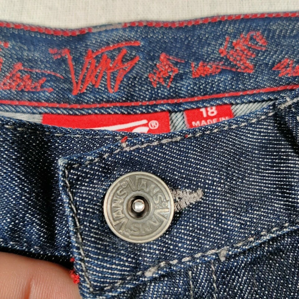 Pantalones de mezclilla elásticos lavados oscuros Vans de pierna recta para niñas talla 18 cinco bolsillos Foto 2 de 4