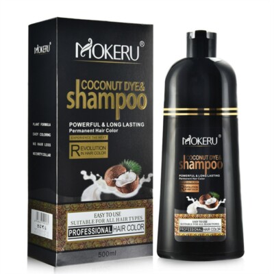 Mokeru Black/Brown Hair Color Instant Hair Dye Shampoo Natural
