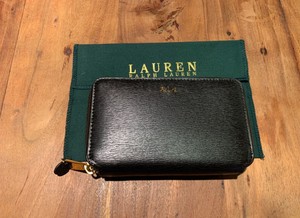 Ralph Lauren Ladies Black Leather Wallet with Logo and Zipper | eBay