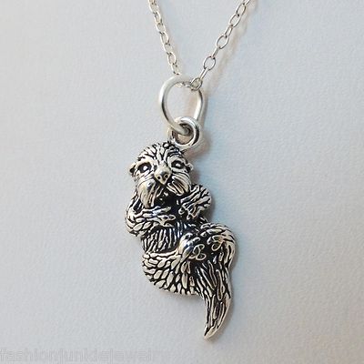 Sea Otter Necklace 925 Sterling Silver Otter Charm Cute Animal