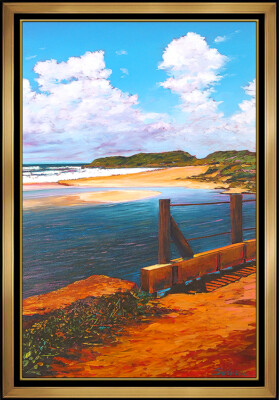 Tom Swimm Original Oil Painting On Canvas Large Beach Seascape Signed ...