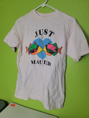 Vintage 1980s Hawaiian Just Maui'D Tropical Fish Maui Bay 1989 Single Stitch USA