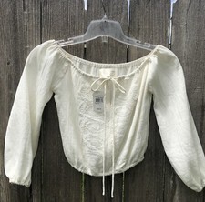 JOA Los Angeles NWT Off The Shoulder Off White Lace Long Sleeve Top Women s XS