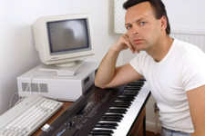 Gary Numan posed with recording equipment 1988 4x6 PHOTO