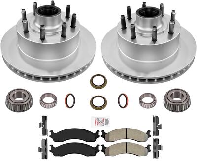 Coated Brake Rotors Bearings Pads For 1995-2007 Ford E250 Econoline 4 Wheel ABS