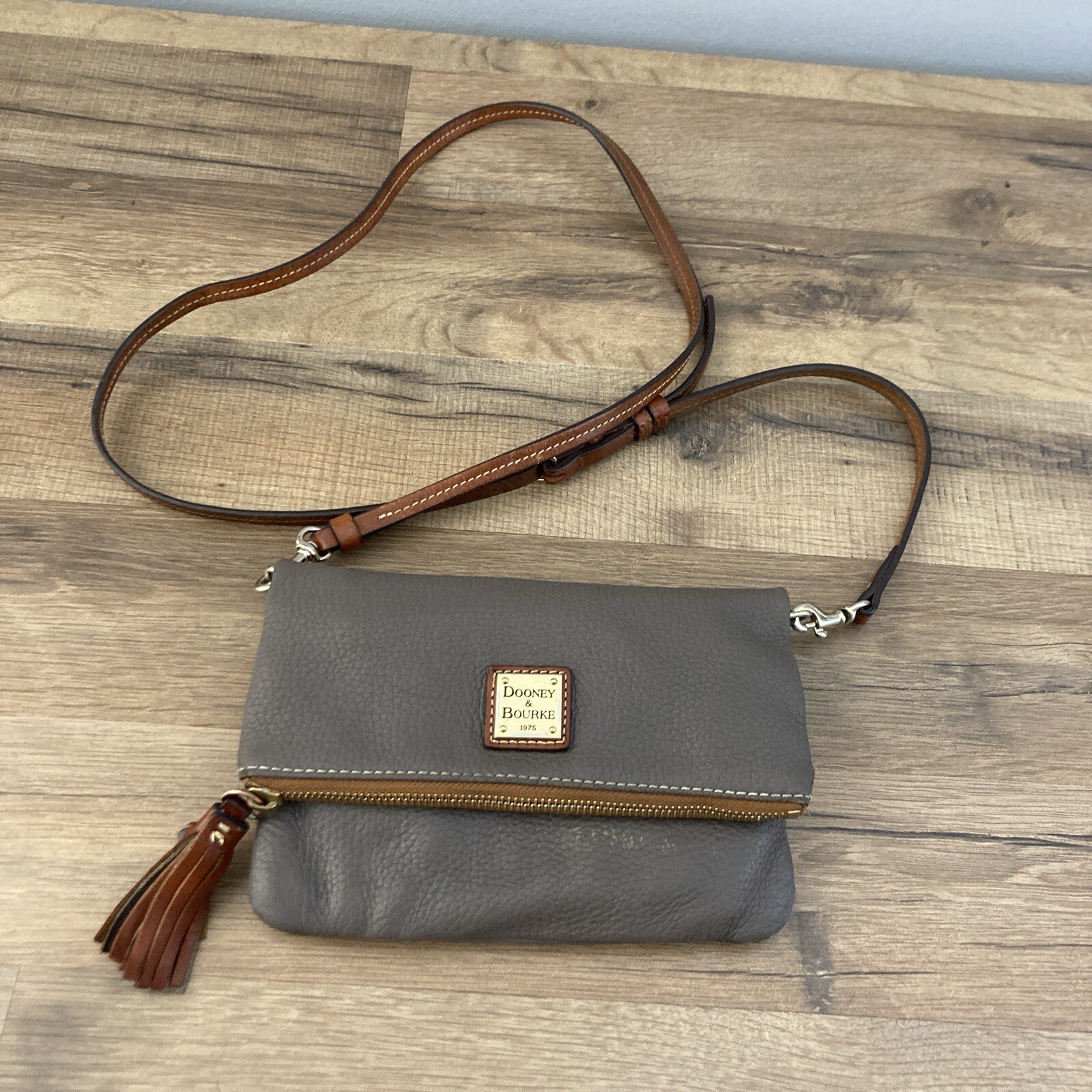 Dooney & Bourke Small Pebble Leather Fold Over Zip Crossbody Bag