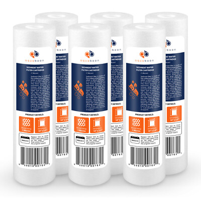 6-PACK of 1 Mic 10'' Sediment Water Filters for Any Standard RO Unit by Aquaboon