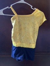 a wish come true Jazz Dance costume Size 5-7 Yellow  Blue Denim