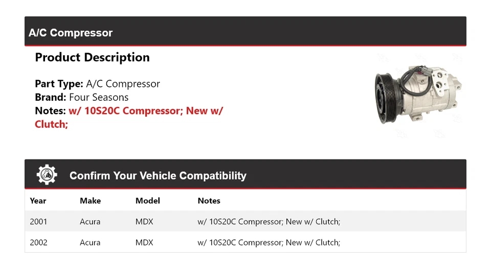 Compressor A/C Acura MDX 2001-2002 4 estações - Imagem 2 de 4