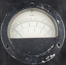 Ohms Meter D.C. A.C. Gauge 6625-649-3125 3.5" Face Plus Flange Vintage