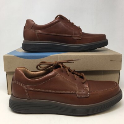 Clarks Mens Un Abode Ease Oxfords Shoes Solid Brown Leather Lace Up 10M New