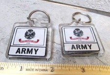 set of 2 USA Army key chains keychain, acrylic 1.5 x 1.5 inches