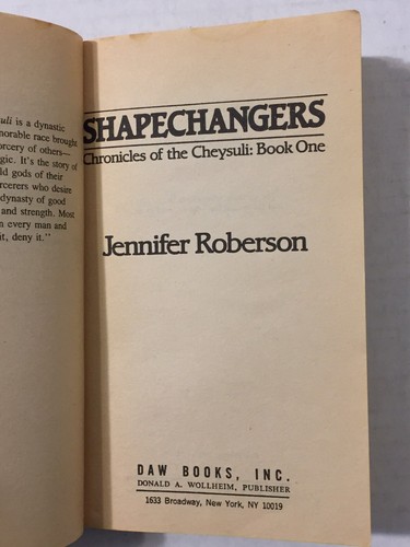 Shapechangers Chronicles Cheysuli Book 1 Jennifer Roberson 1st Printing DAW 1984 - Picture 3 of 5