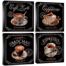 COFFEE WALL ART Kitchen Decor Cup Canvas Vintage Latte Mocha Cafe By 