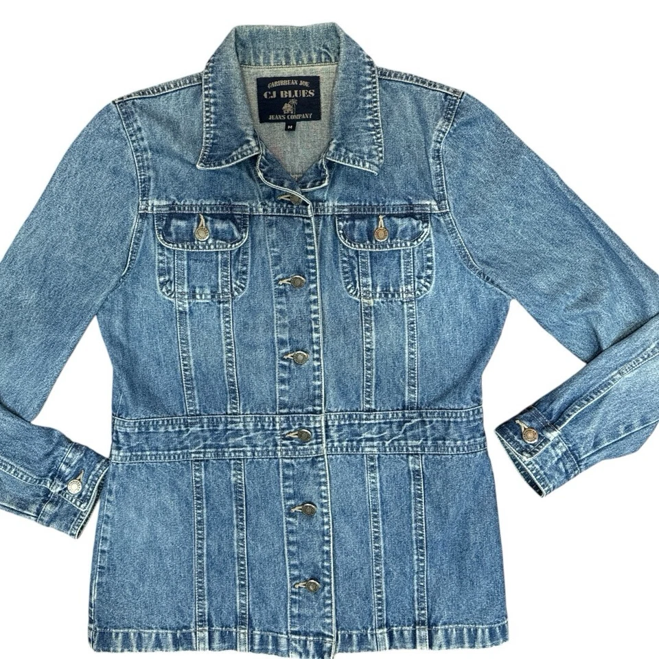 CHAQUETA VAQUERA VINTAGE CARIBEÑA Joe cj azul para mujer talla M Foto 2 de 4