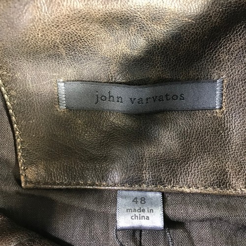 John Varvatos Collection Jacket Mens 48 Full Zip Biker Lambskin Elbow Patch Coat - Picture 5 of 13
