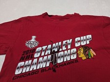 Reebok 2010 Chicago Blackhawks NHL Stanley Cup Champions Black T-Shirt M FLAW